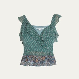 NWT VERONICA BEARD Randa Silk Paisley Top Size 4